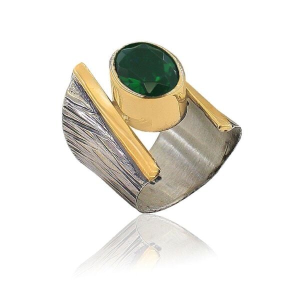 Alangoya Modeli kök zümrüt Taşlı Gümüş Üçlü Set SGTL3447