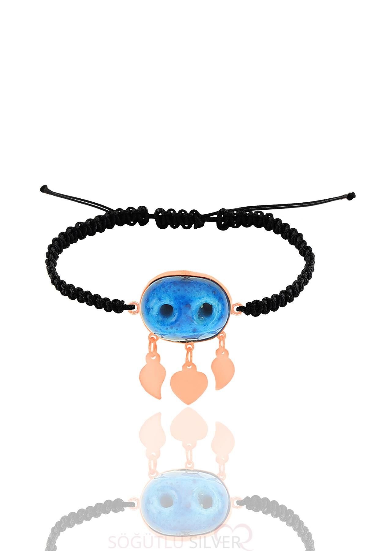 Gümüş süryani nazar boncuğu bileklik SGTL11661ROSE