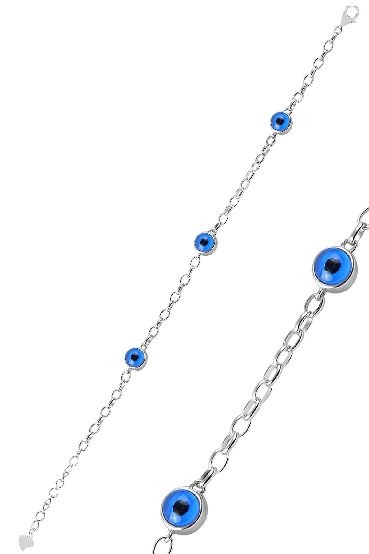 Gümüş 7,5 mm büyüklüğünde çift taraflı cam göz bileklik SGTL9577