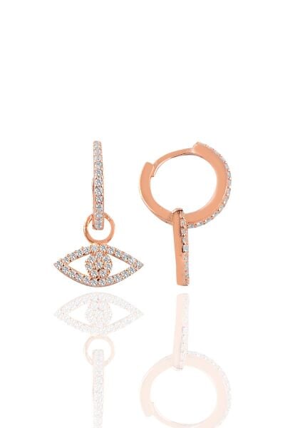 Gümüş rose mekik modeli taşlı halka küpe SGTL10184MKK