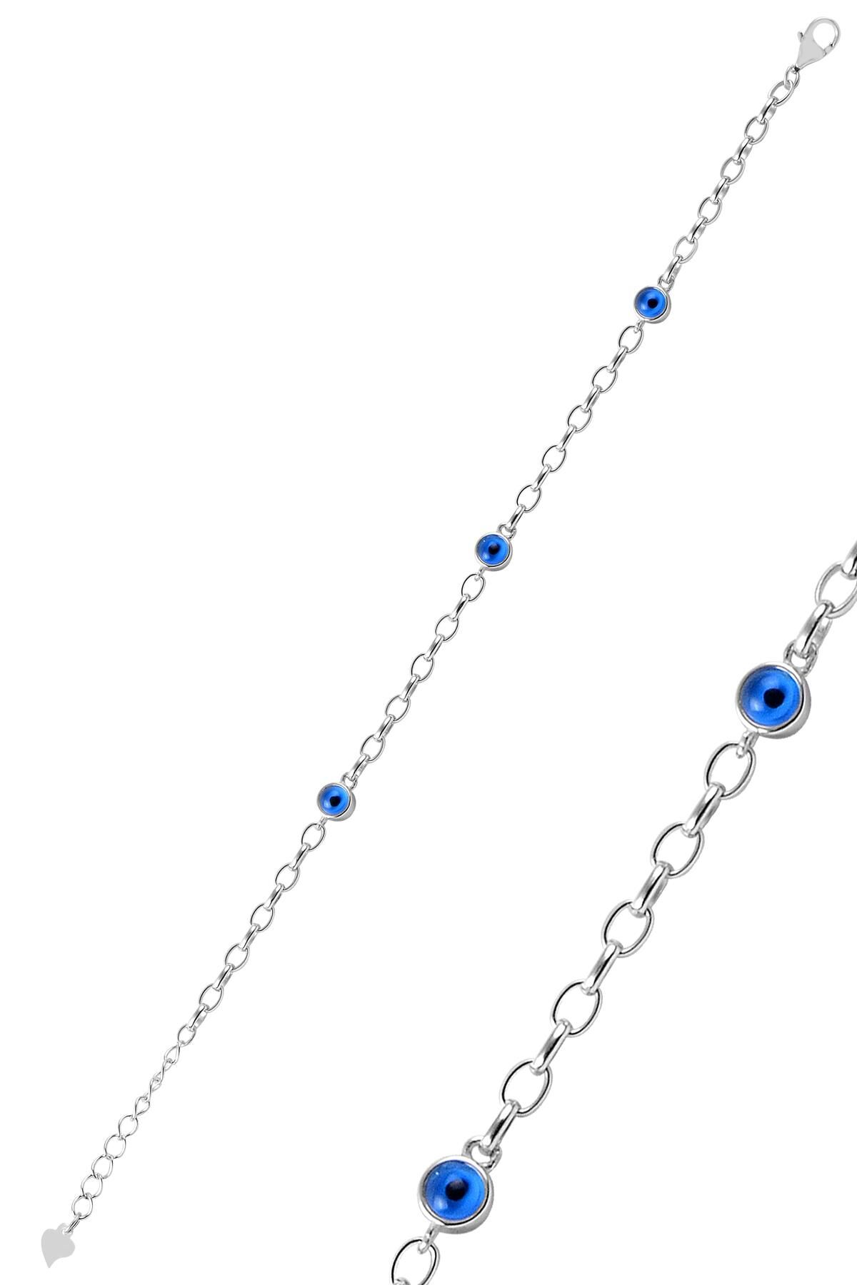 Gümüş 5 mm büyüklüğünde çift taraflı cam göz bileklik SGTL9579