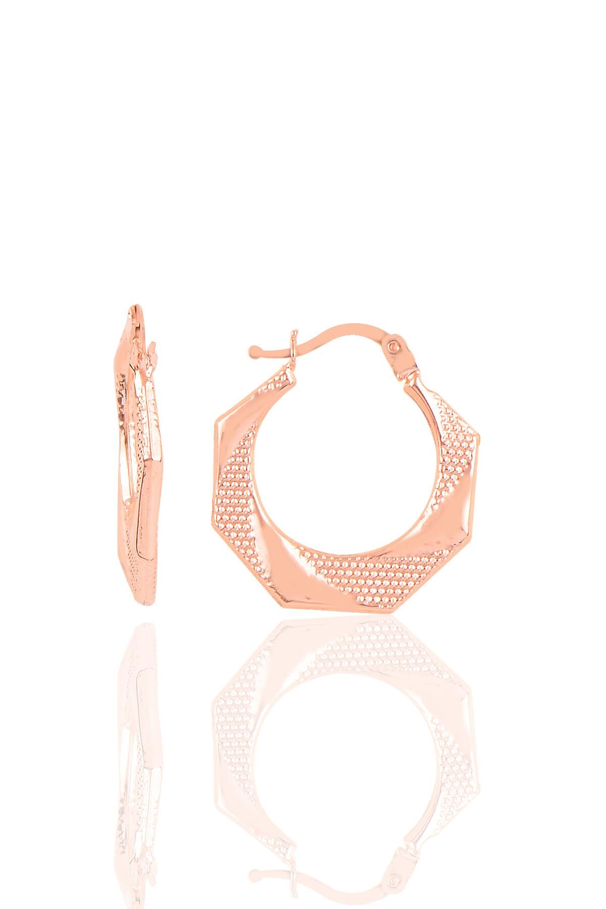 Gümüş  beşgen şarnel küpe