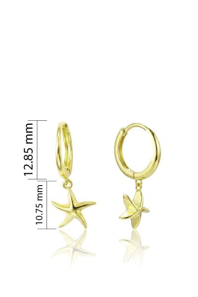 925 Ayar Gümüş Altın Kaplama Deniz Yıldızı Sallantılı Halka Küpe SGTL13506GOLD