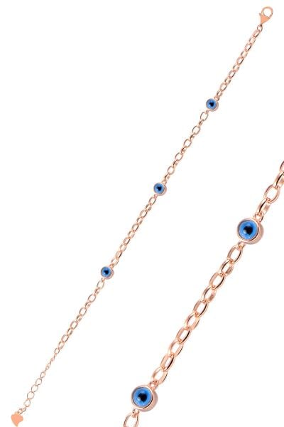 Gümüş 5 mm büyüklüğünde çift taraflı cam göz bileklik SGTL9580