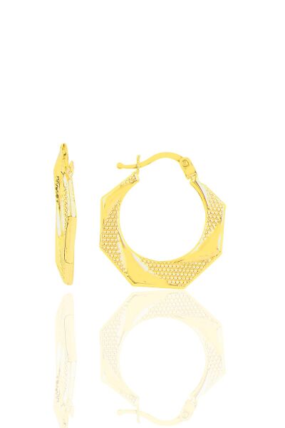 Gümüş  beşgen şarnel küpe Gold