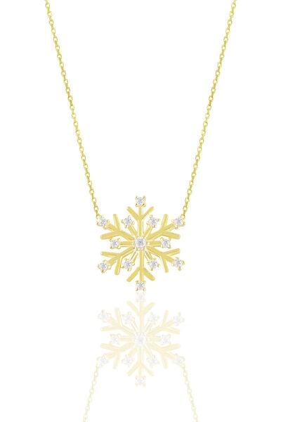 Gümüş altın yaldızlı zirkon taşlı kartanesi kolye SGTL10888GOLD