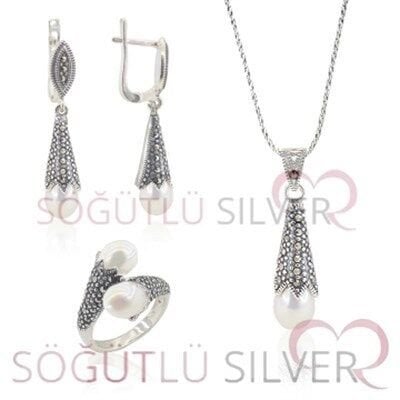 markazit taşlı üçlü set set8009