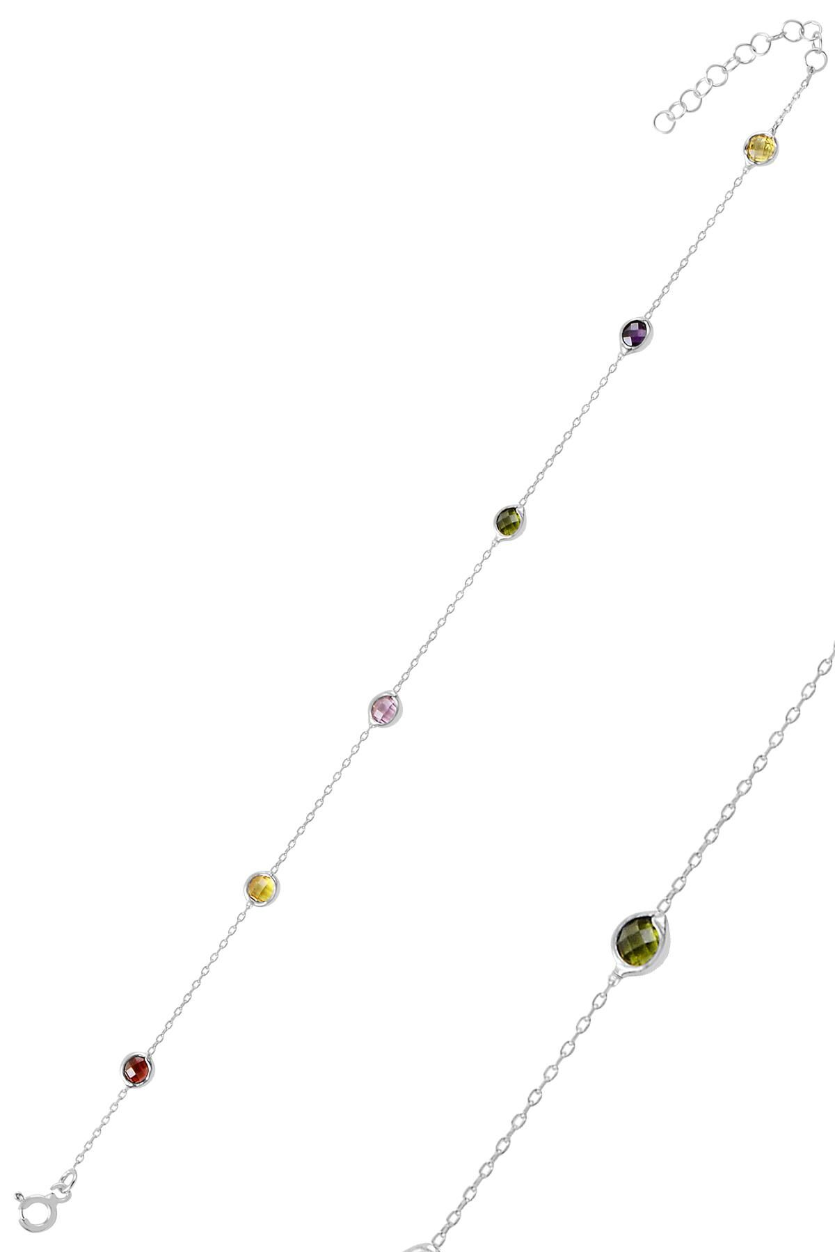 Gümüş renkli sıra taşlı bileklik SGTL9890RENKLİ