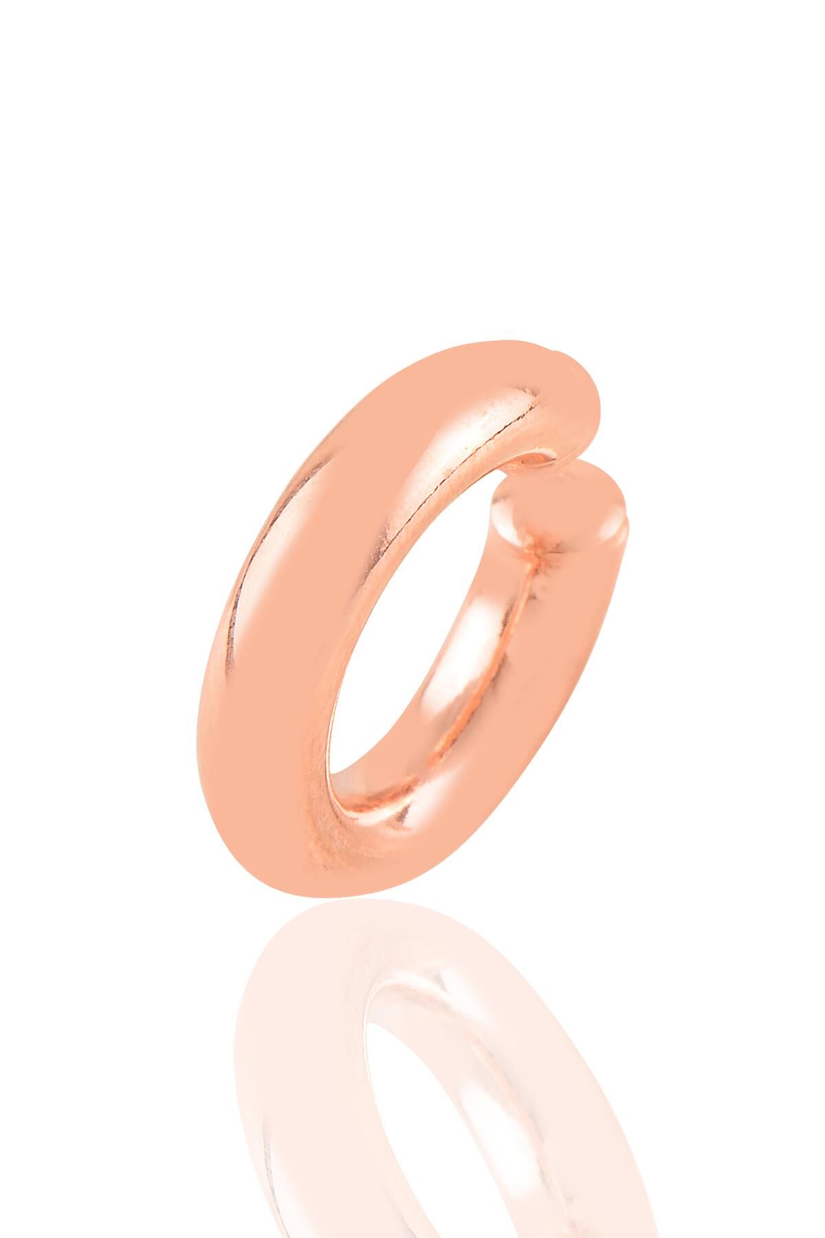 Gümüş rose sade sıkıştırmalı kalın kıkırdak küpe SGTL10886ROSE