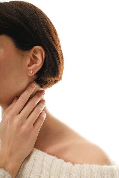 Gümüş rose baget kesim zirkon taşlı balık modeli küpe SGTL12826ROSE