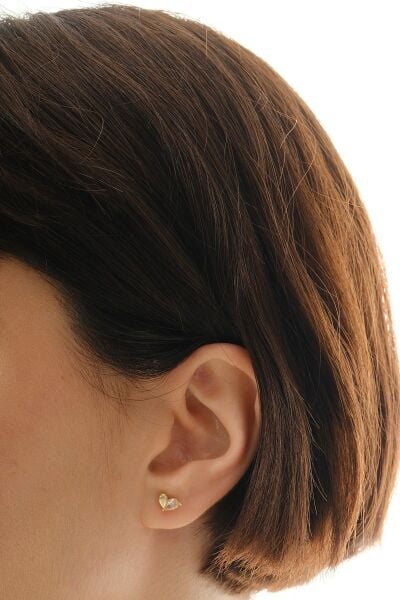 Gümüş altın yaldızlı zirkon taşlı aşkın iki damlası küpe SGTL12827GOLD