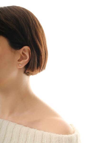 Gümüş rose zirkon taşlı aşkın iki damlası küpe SGTL12827ROSE