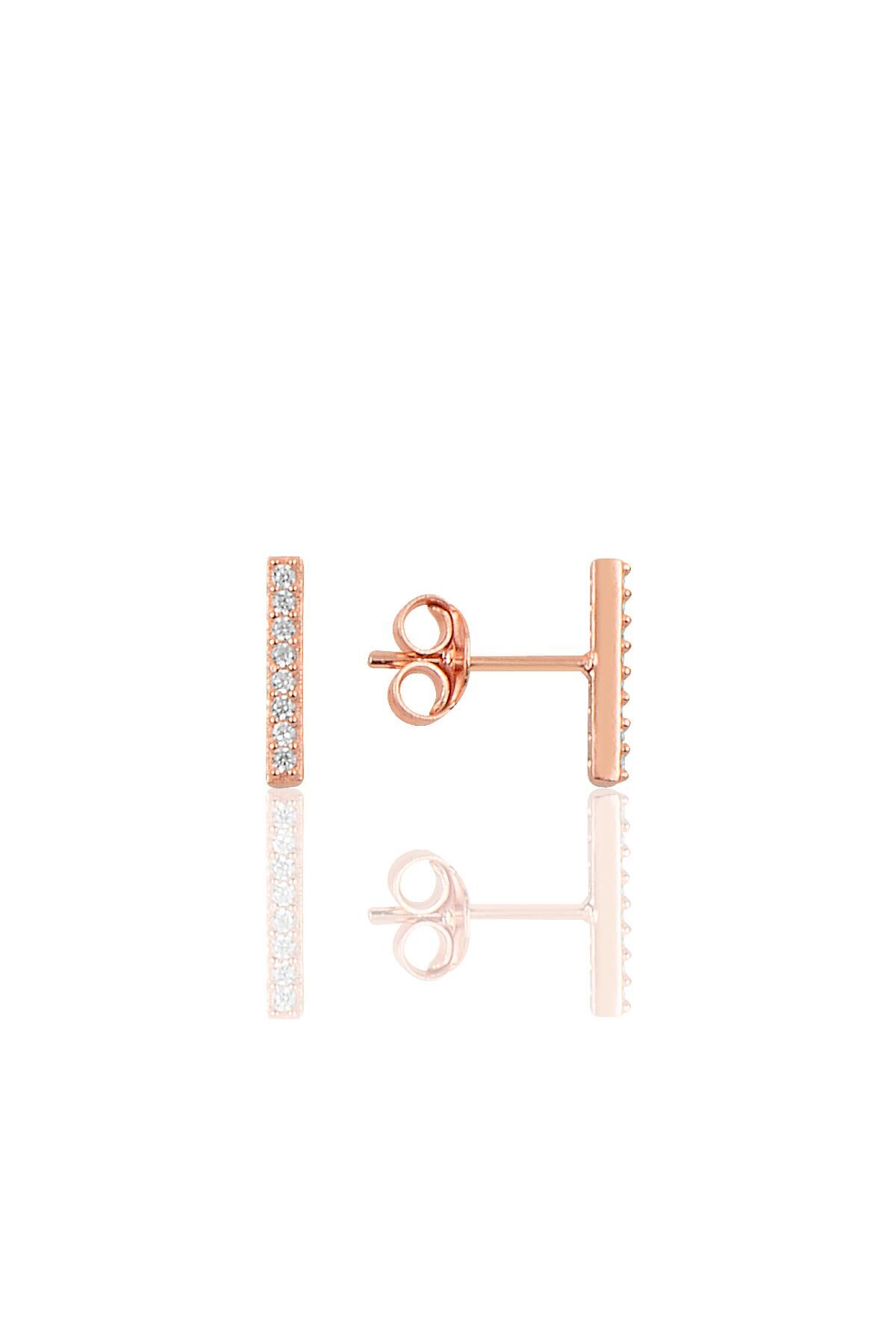 Gümüş Rose çizgi küpe SGTL9733ROSE