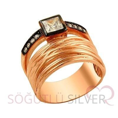Rose zirkon taşlı yüzük SGTL2312