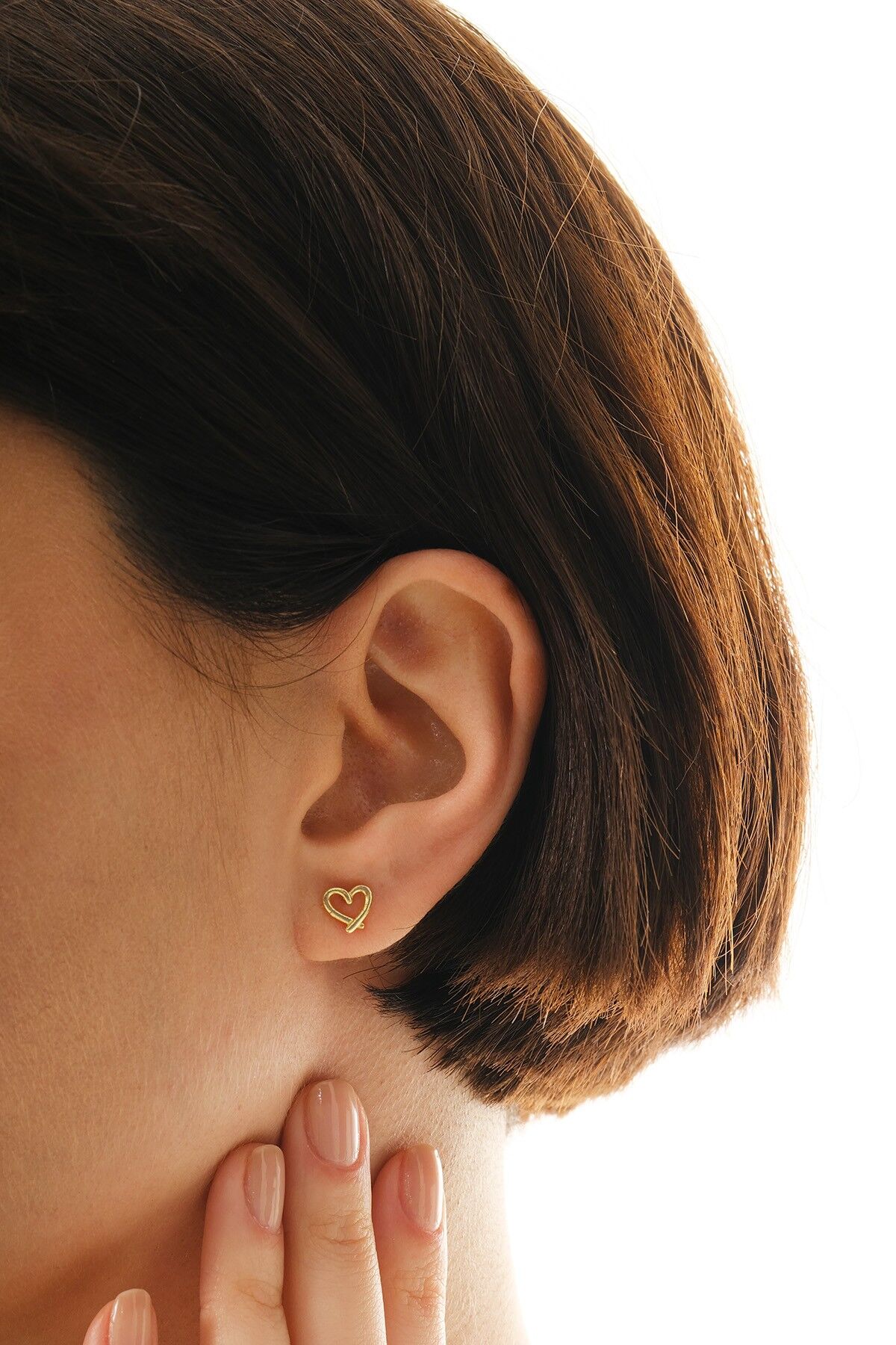 Gümüş altın yaldızlı mucize kalp küpe SGTL12832GOLD