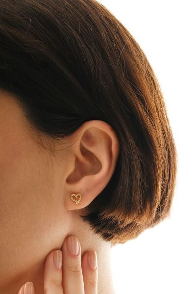 Gümüş altın yaldızlı mucize kalp küpe SGTL12832GOLD