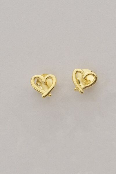 Gümüş altın yaldızlı mucize kalp küpe SGTL12832GOLD