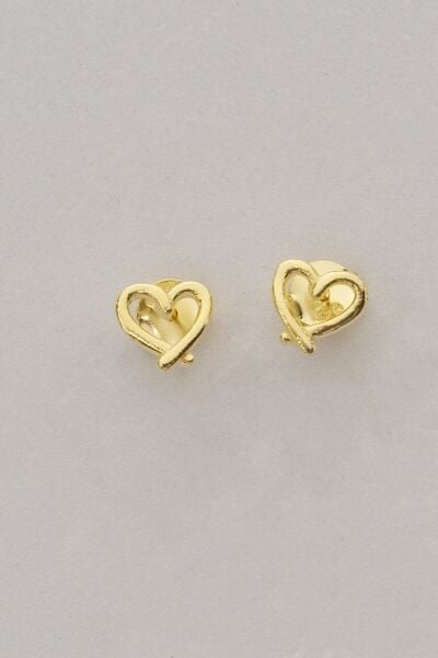 Gümüş altın yaldızlı mucize kalp küpe SGTL12832GOLD