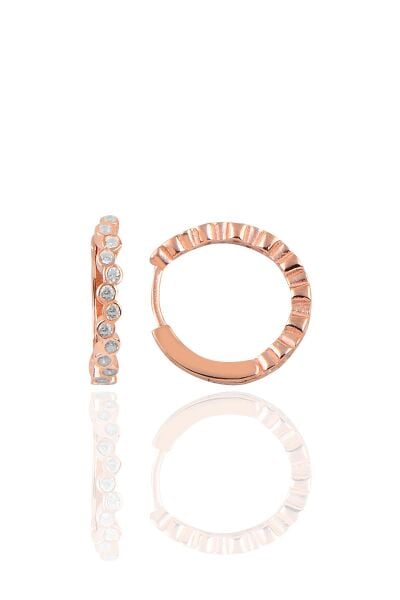 Gümüş rose 17 mm sıra taşlı halka küpe SGTL10188BYZ