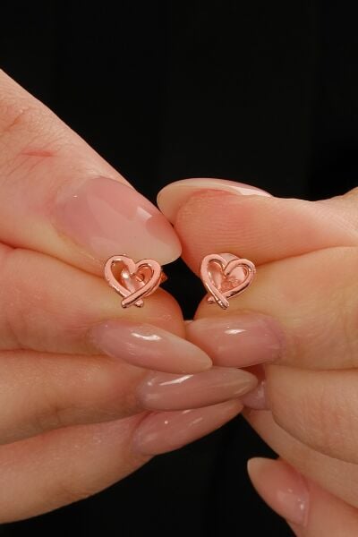 Gümüş rose mucize kalp küpe SGTL12832ROSE