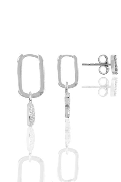 Gümüş rodyumlu zirkon taşlı kombin üçlü küpe seti SGTL11651RODAJ