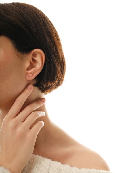 Gümüş rose markiz kesim zirkon taşlı lotus küpe SGTL12833ROSE