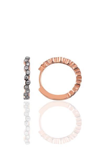 Gümüş rose rengi 17 mm sıra taşlı halka küpe SGTL10189ROSE