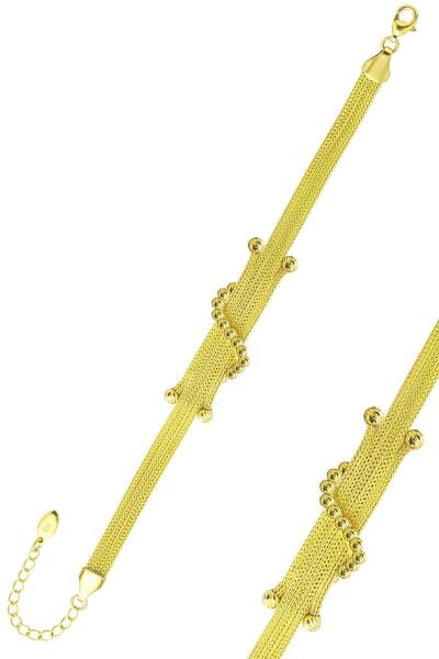 925 Ayar Gümüş Set Altın Kaplama Kalze Set - Çapraz Verev Dorika Detaylı Düğün & Gelin Takı Seti SGTL13523GOLD