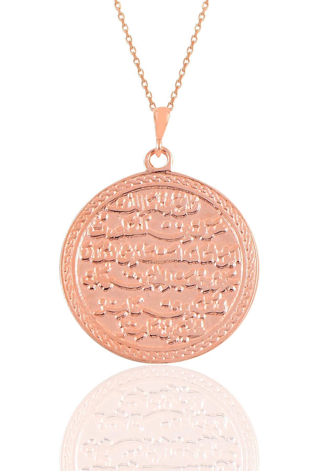 Gümüş rose kıtmir duası yazılı kolye SGTL10907ROSE