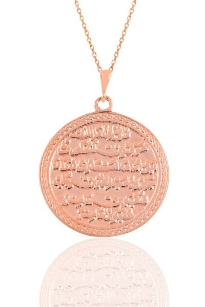 Gümüş rose kıtmir duası yazılı kolye SGTL10907ROSE