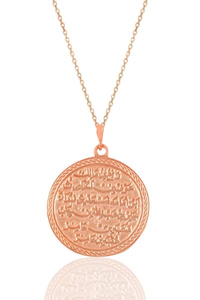 Gümüş rose kıtmir duası yazılı kolye SGTL10907ROSE
