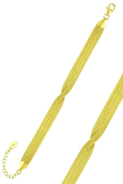 925 Ayar Gümüş Altın Kaplama Sade Kalze Set - Burgu Geçişli Örgü Püsküllü Kruvaze Püsküllü Düğün & Gelin Takı Seti SGTL13524GOLD