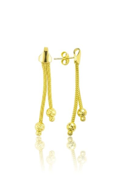 925 Ayar Gümüş Altın Kaplama Sade Kalze Set - Burgu Geçişli Örgü Püsküllü Kruvaze Püsküllü Düğün & Gelin Takı Seti SGTL13524GOLD