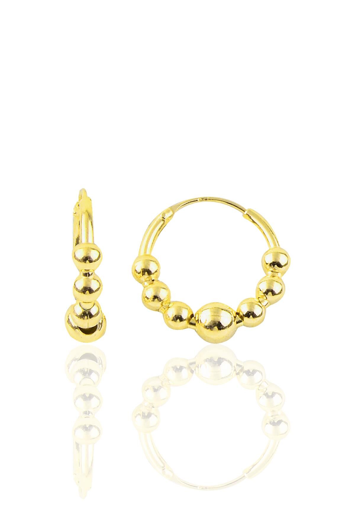 Gümüş altın rengi 17 mm top top halka küpe SGTL10192GOLD