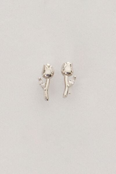 Gümüş rodyumlu markız kesim zirkon taşlı lale küpe SGTL12835RODAJ