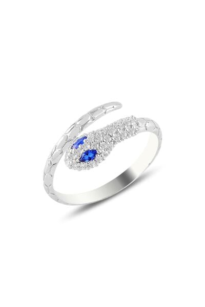 Gümüş rodyumlu safir ve zirkon taşlı ayarlanabilir yılan yüzük SGTL10861SFR