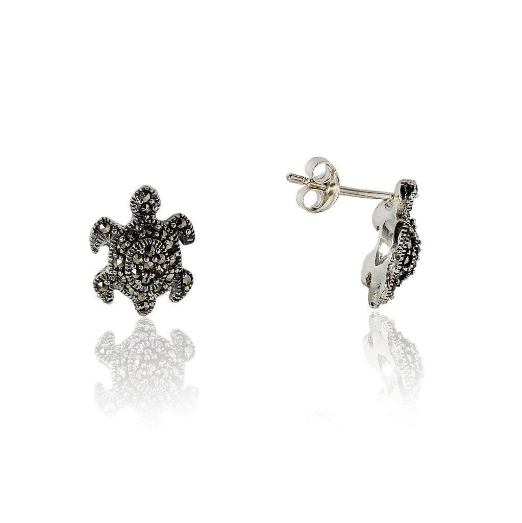 mini kaplumbağa markazit taşlı küpe SGTL4080