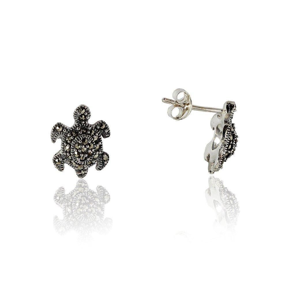 mini kaplumbağa markazit taşlı küpe SGTL4080