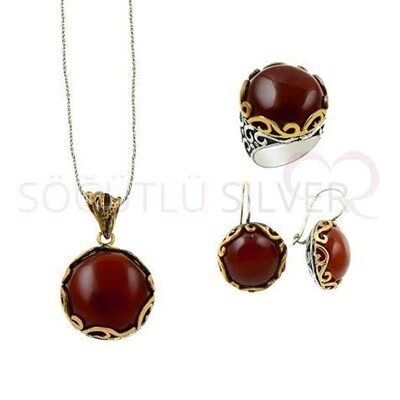 akek taşlı otantik üçlü set set8448