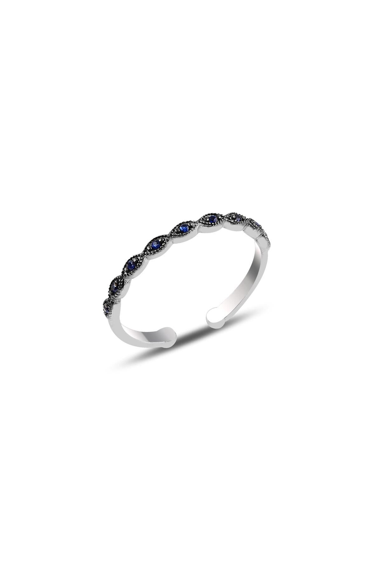 Gümüş ayarlamalı safir taşlı ince yüzük SGTL10110SAFİR