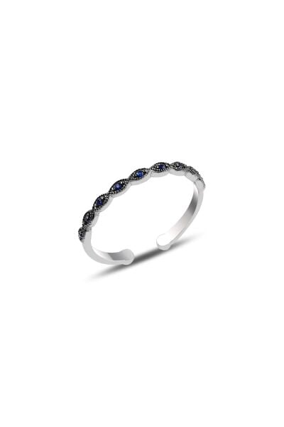 Gümüş ayarlamalı safir taşlı ince yüzük SGTL10110SAFİR