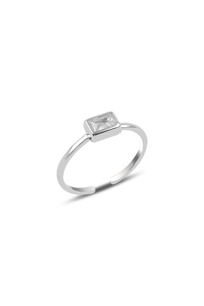 Gümüş rodyumlu Baget taşlı ayarlamalı yüzük SGTL10111BEYAZ