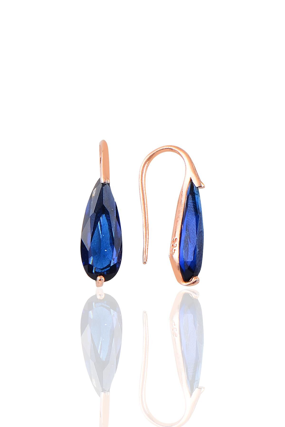 Gümüş rose safir taşlı damla modeli küpe SGTL10194SFR
