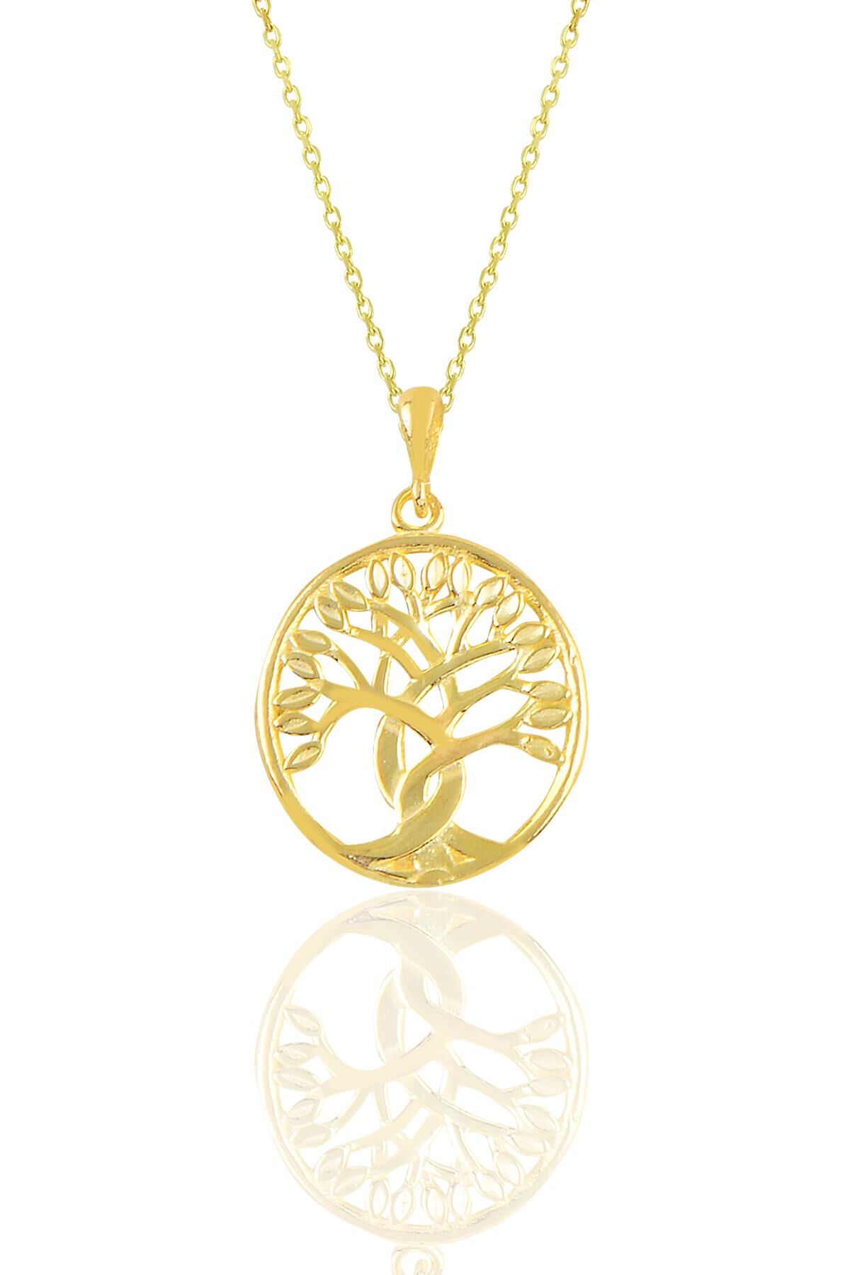 Gümüş altın yaldızlı yaşam ağacı kolye  SGTL10902GOLD
