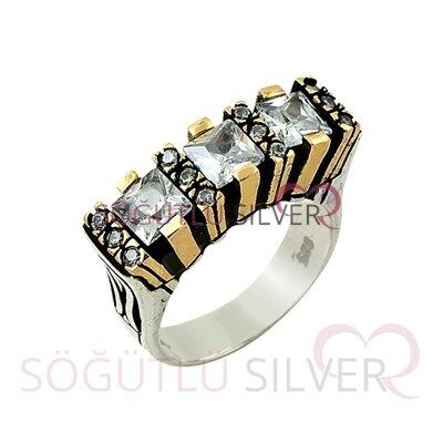 otantik zirkon taşlı tria üçlü set set8444