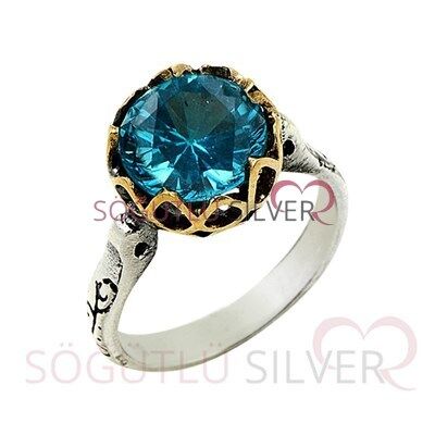 akuamarin taşlı otantik üçlü set set8442