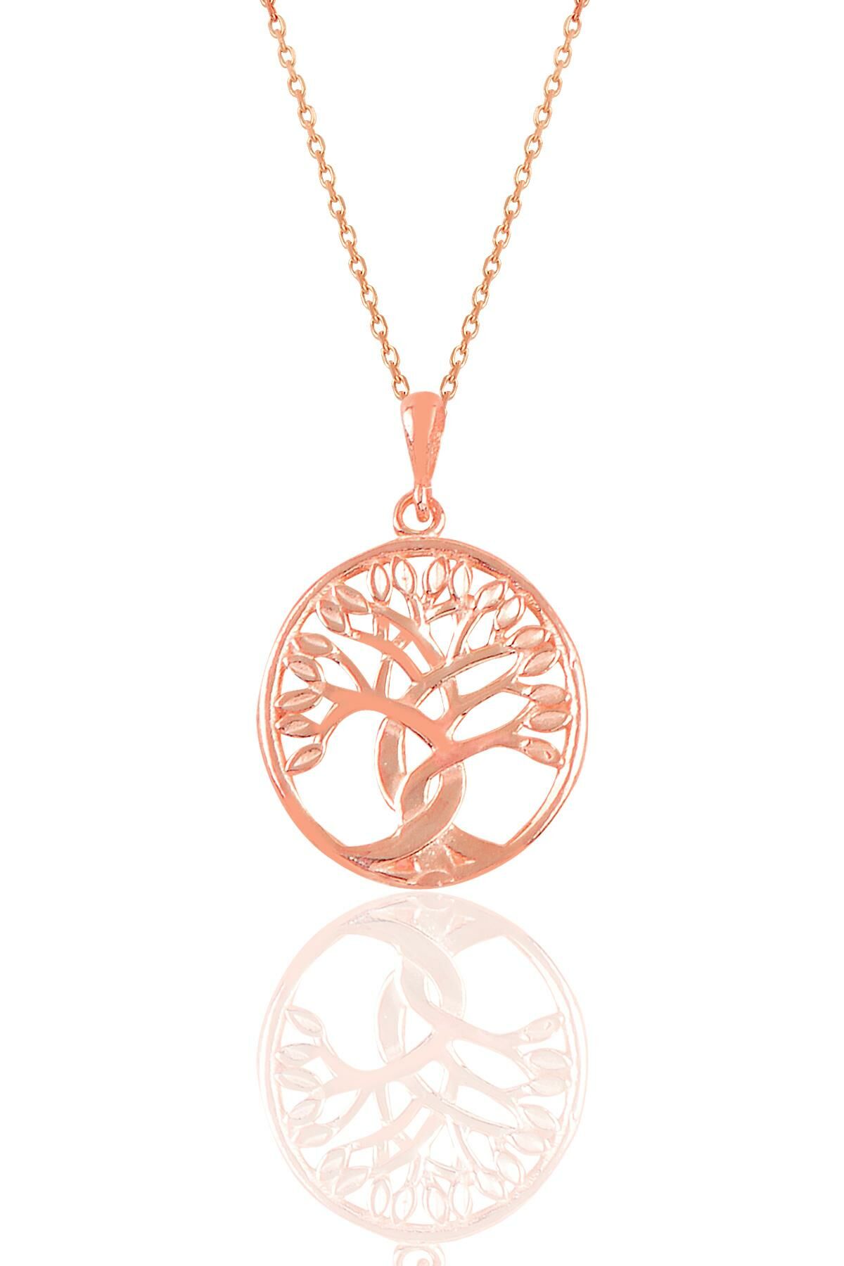 Gümüş rose  yaşam ağacı kolye  SGTL10902ROSE