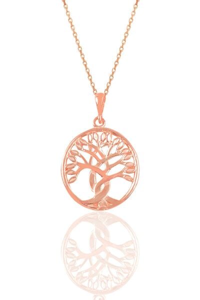 Gümüş rose  yaşam ağacı kolye  SGTL10902ROSE