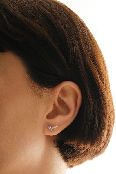 Gümüş rodyumlu markız kesim zirkon taşlı buz çiçeği küpe SGTL12838RODAJ