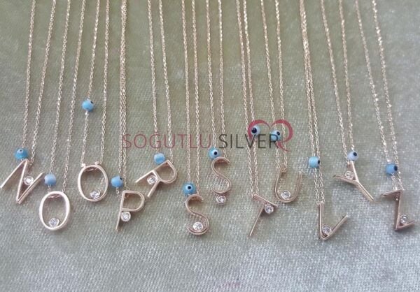 nazar boncuklu harf kolye harfkolye